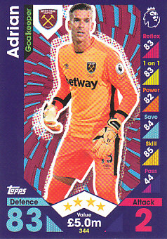 Adrian West Ham United 2016/17 Topps Match Attax #344